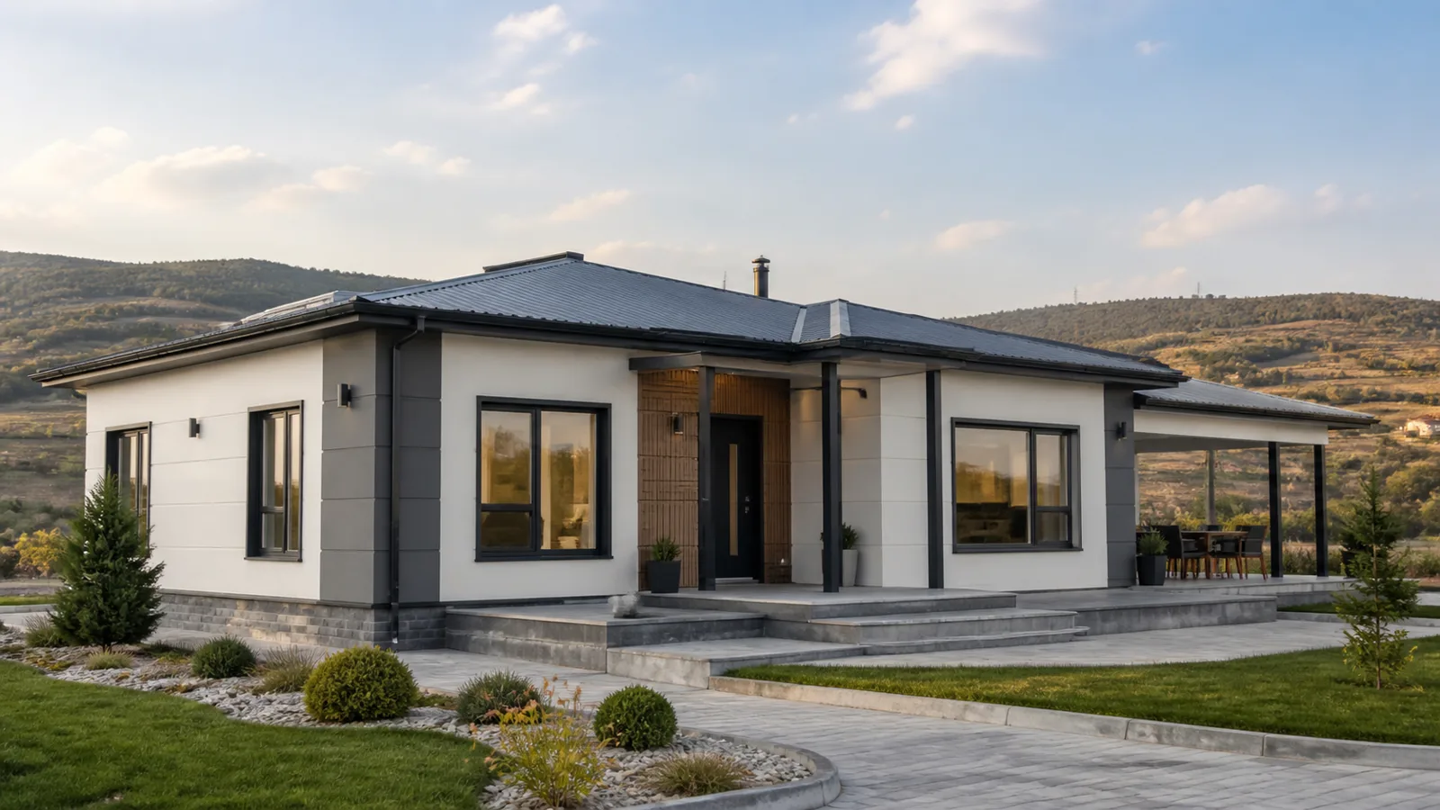 Prefabrik konut kullanım alanı için konsept yapı görseli